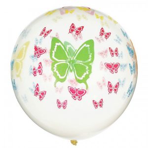 Шар латексный 10″ “Бабочки цветные”, прозрачный, набор 5 шт. 1460241