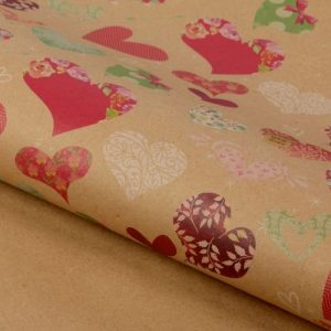 Бумага упаковочная крафт “Для тебя”, розовые сердца, 50 х 70 см   1680310