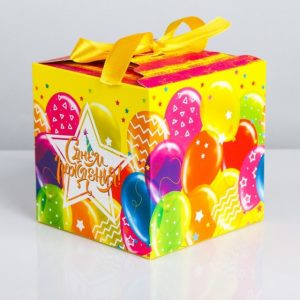 Складная коробка «С Днём Рождения», 12 ? 12 ? 12 см