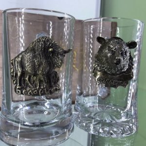 Набор сувенирных пивных бокалов ” Зубр, Медведь” бронза