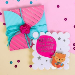 Значок деревянный “Лиса” в конверте