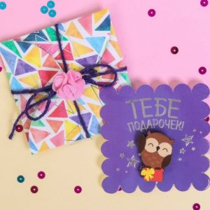 Значок деревянный “Сова” в конверте