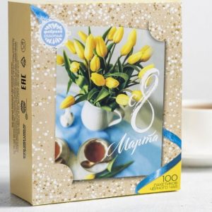 Чай чёрный “8 Марта”, тюльпаны, 100 пакетиков