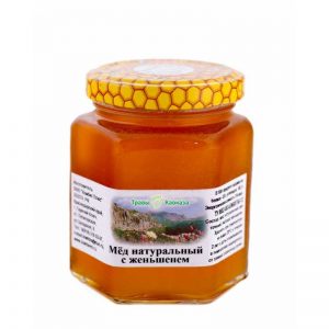 Мед натуральный с женьшенем, 250г “ТРАВЫ КАВКАЗА”