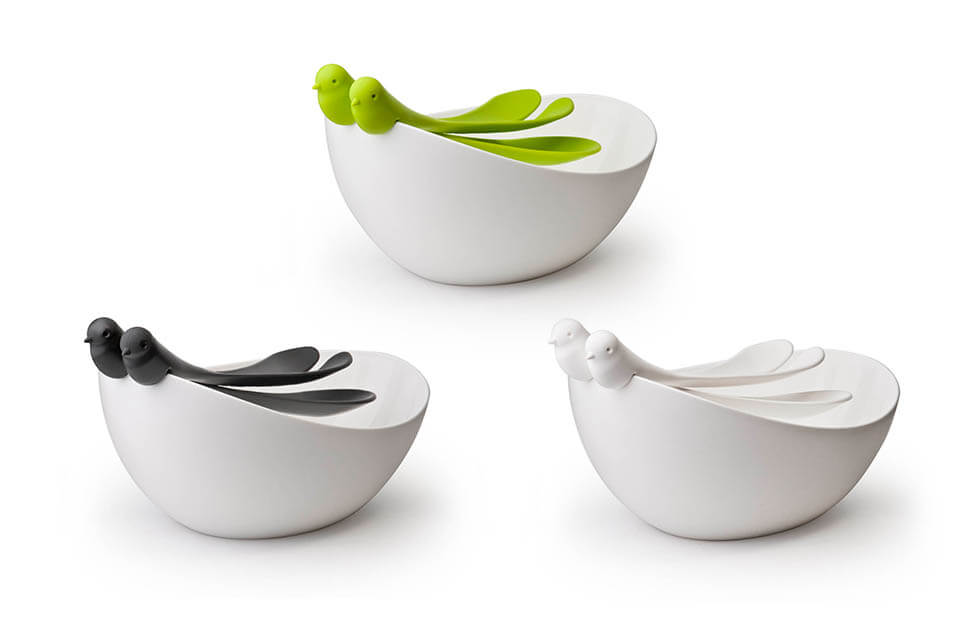QL10098 Sparrow Salad Bowl with servers — копия
