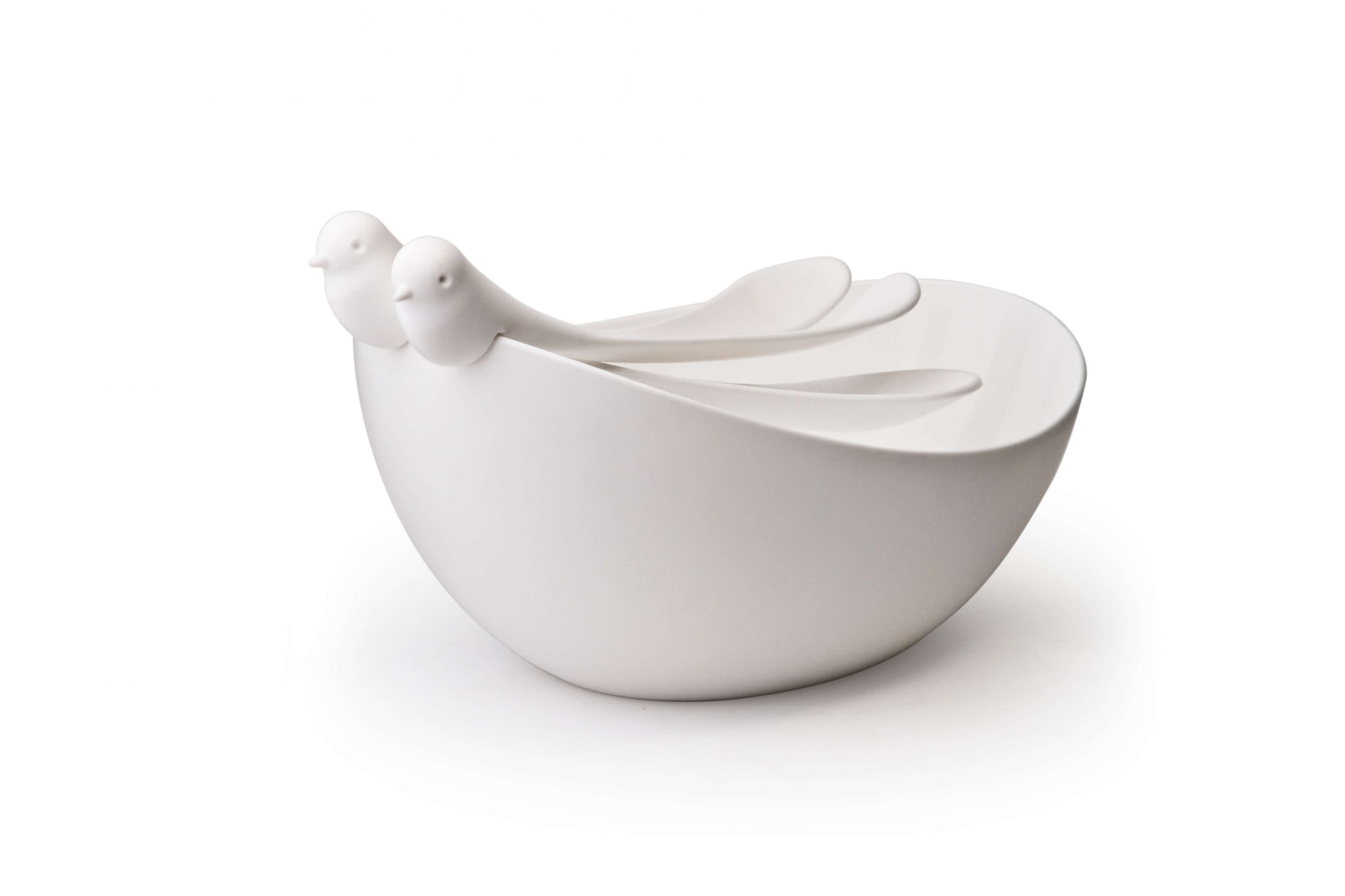 QL10098-WH Sparrow Salad Bowl with servers — копия