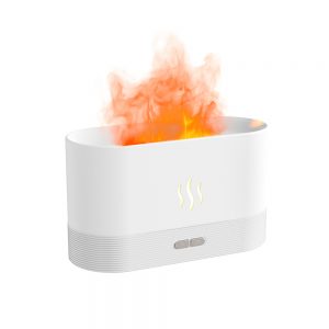 USB арома увлажнитель воздуха Flame со светодиодной подсветкой – изображением огня – Белый BB