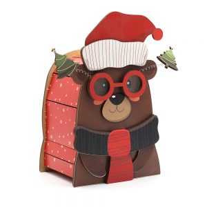 Мишка в очках – упаковка новогодняя из дерева